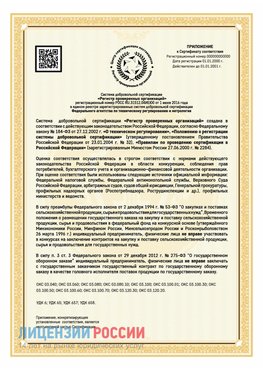 Приложение к сертификату для ИП Лесной Сертификат СТО 03.080.02033720.1-2020